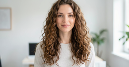 Casting femme aux cheveux bouclés pour doublure lumière