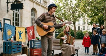 Casting comédien et comédienne jouant d'un instrument pour pièce de théâtre jeune public