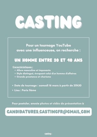 Appel à candidatures pour le tournage d'une vidéo YouTube avec une grande influenceuse !