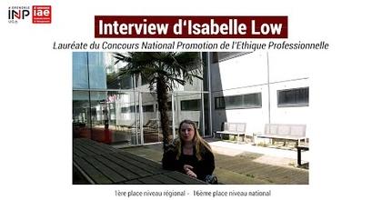 Interview d'Isabelle Low, lauréate du Concours National Promotion de l'Ethique Professionnelle